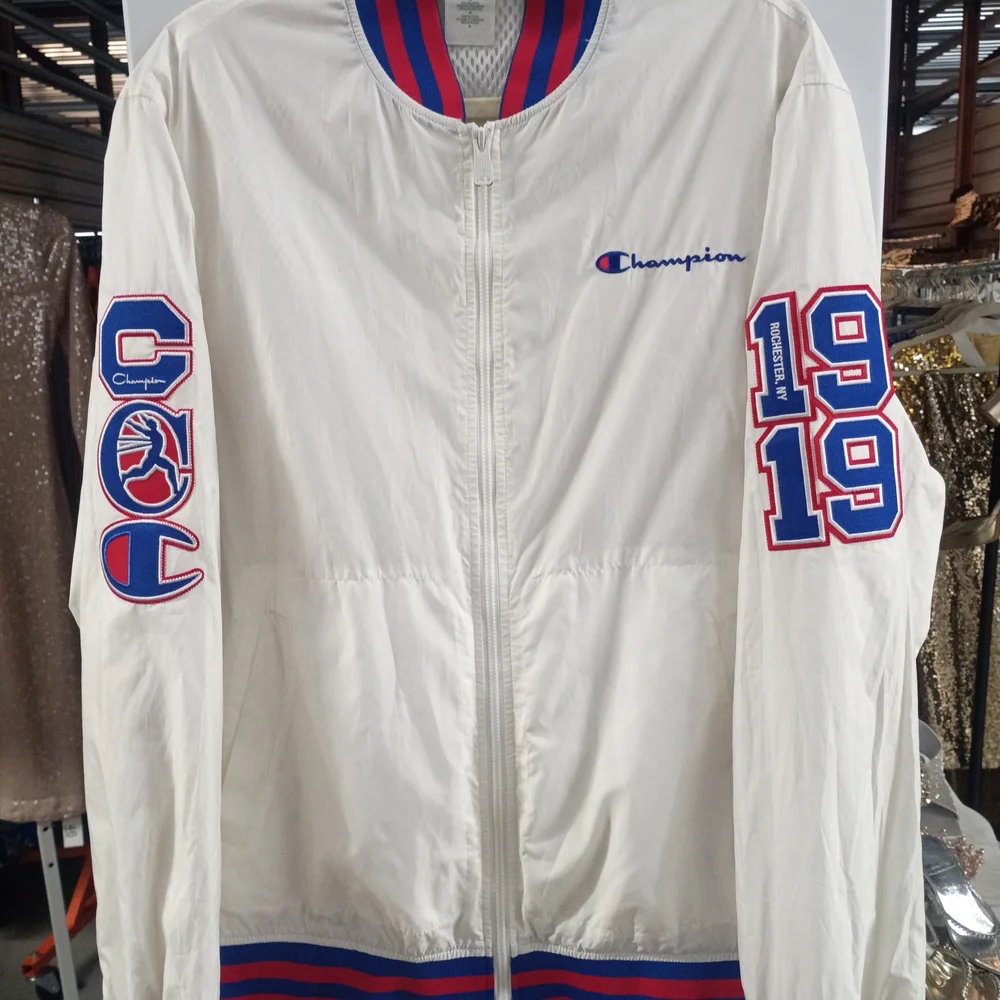 Champion White Jacket with Red and Blue Accents - Picture 1 of 3